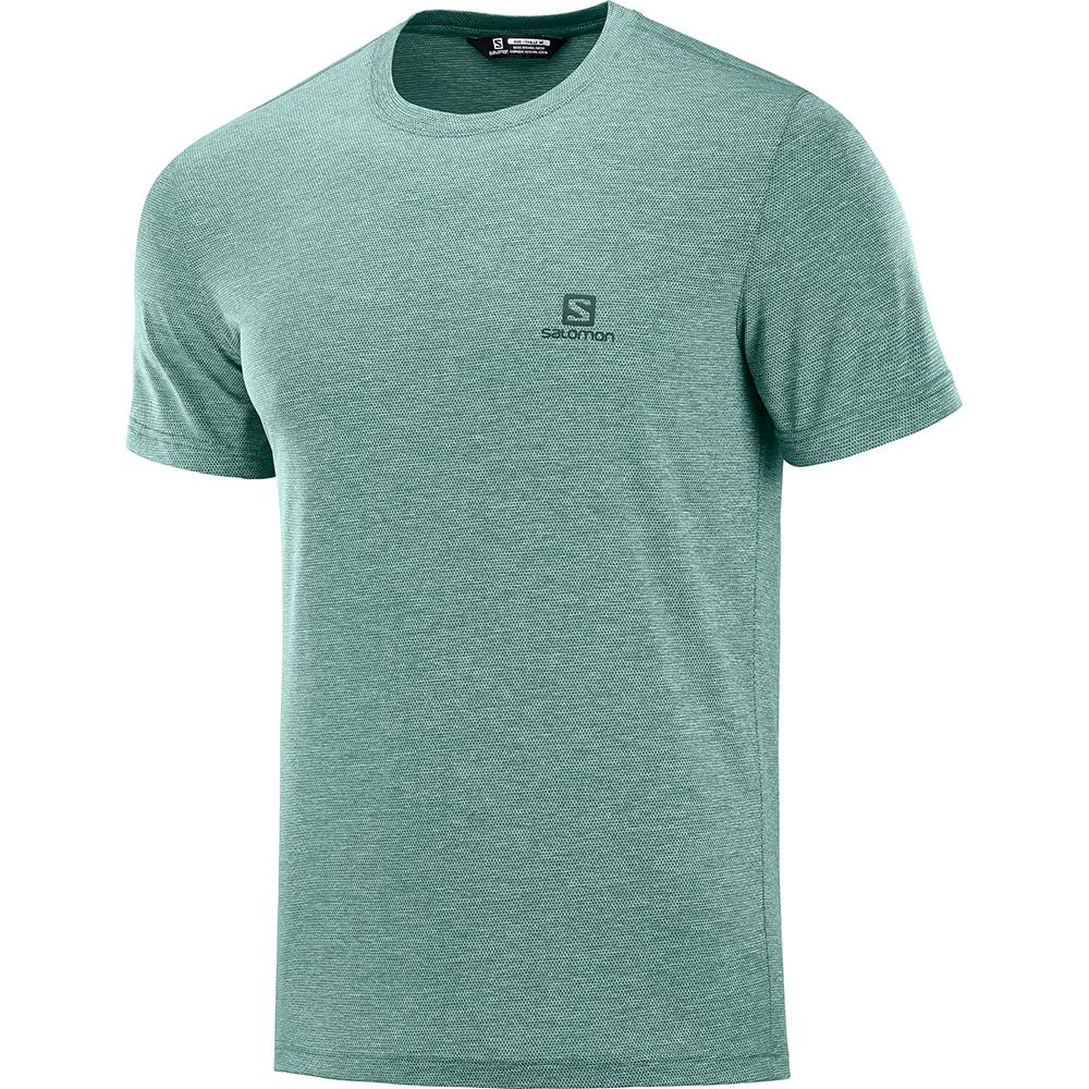 Salomon Singapore Mens T-shirts - EXPLORE PIQUE SS M Green | 50321-DAHM